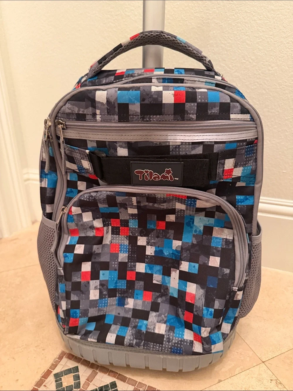Trolley Backpack in Multicolor Pixel Print - Unbranded